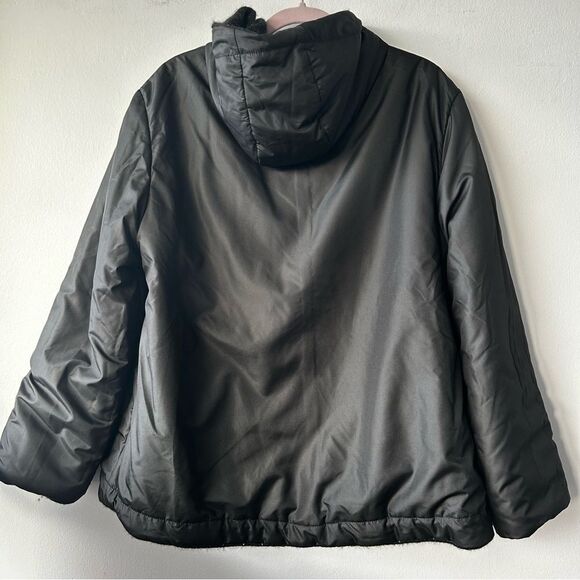 TONET Alpaca blend Black Hooded Zip-Up Reversible Jacket made In Italy - Picture 7 of 13